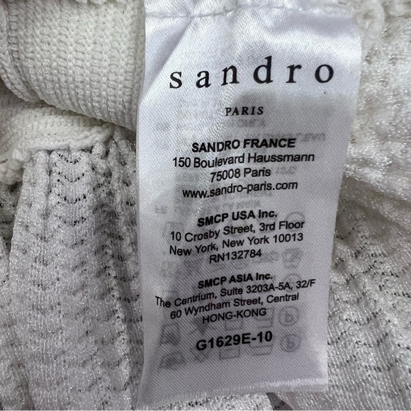 SANDRO stanislav Cardigan white sweater Women long sleeves size Medium Top Zipup - Picture 9 of 9